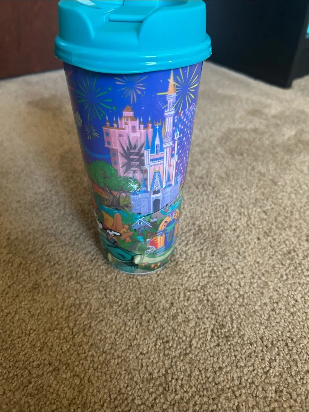 Disney Colorful Mickey & Friends Travel Mugs with Orange and Teal Lids